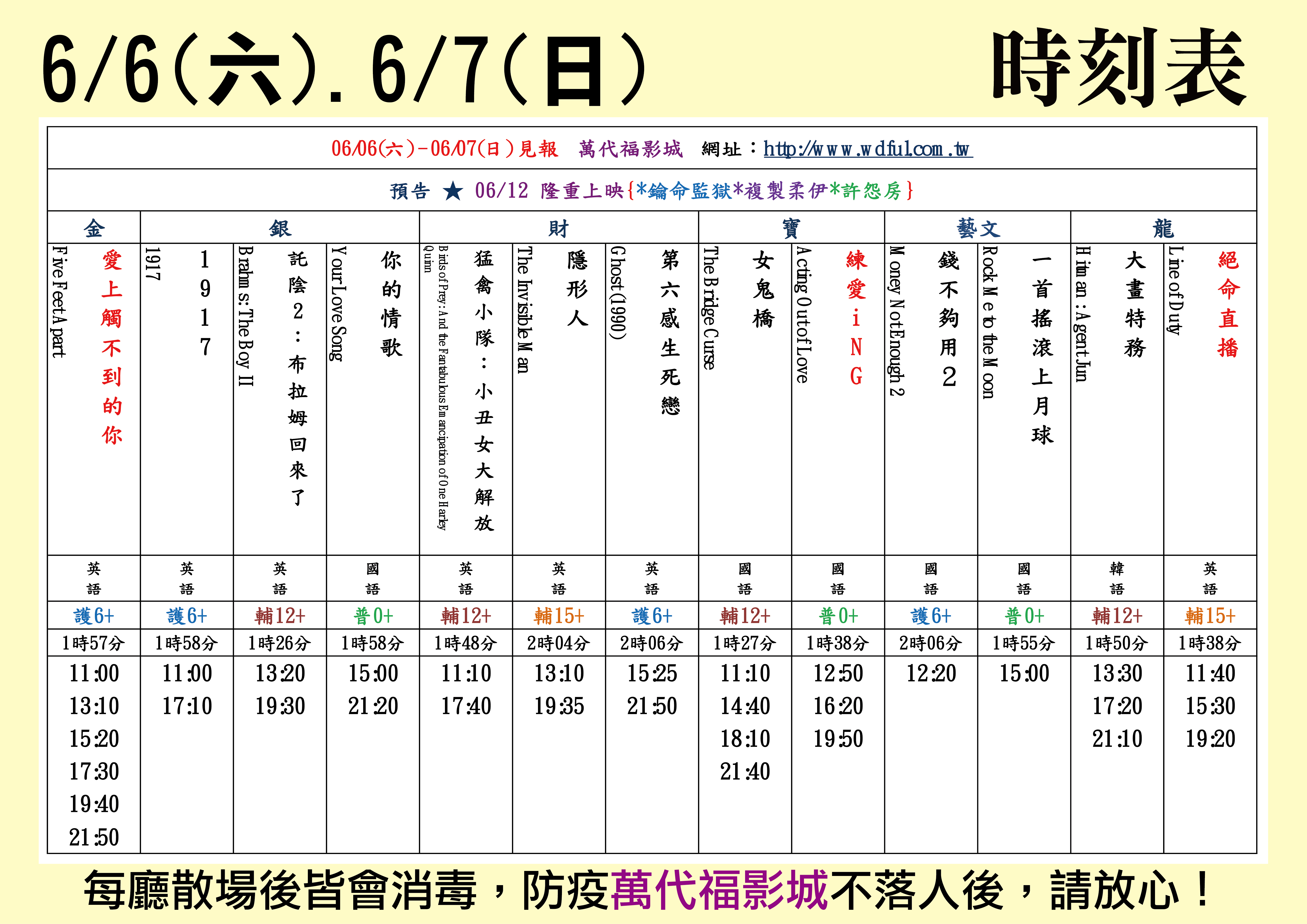 台中萬代福影城6/5-6/11 熱門電影分享