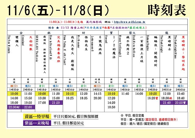 台中萬代福影城11/6-11/12 熱門電影分享