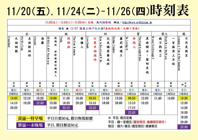 台中萬代福影城11/20-11/26 熱門電影分享