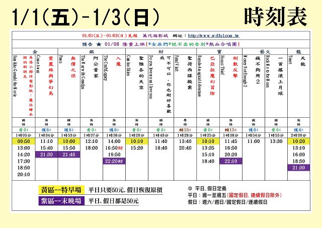 台中萬代福影城1/01-1/07熱門電影分享